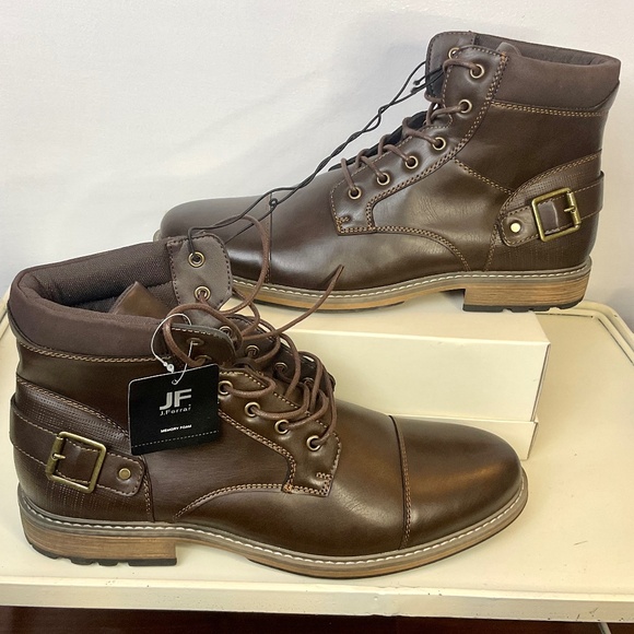 JF J. Ferrar Riverside Brown Comfort Moto Combat Ankle Lace-Up Boot Men's sz 13M - Picture 5 of 13